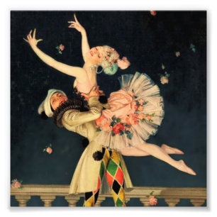 “Harlequin och Columbine” av FX Leyendecker Fototryck