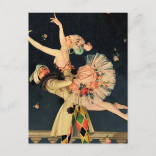 “Harlequin och Columbine” av FX Leyendecker Vykort