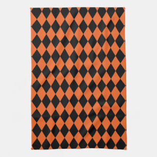 Harlequin Orange och Black Kökshandduk