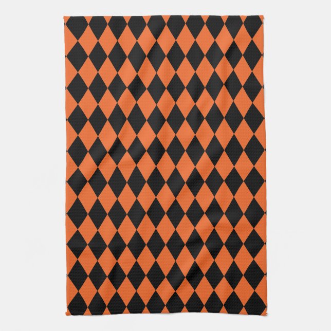 Harlequin Orange och Black Kökshandduk (Vertikal)