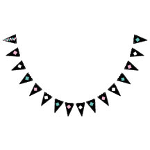 Harlequin Party Banner (Black, Aqua & Rosa)