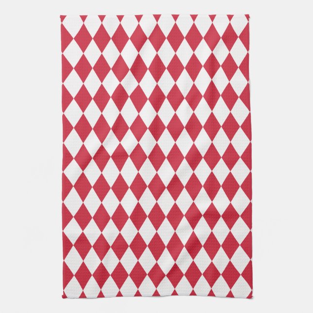 Harlequin Red and White Kökshandduk (Vertikal)