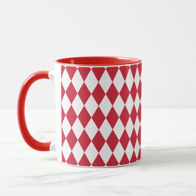 Harlequin Red and White Mugg (Vänster)
