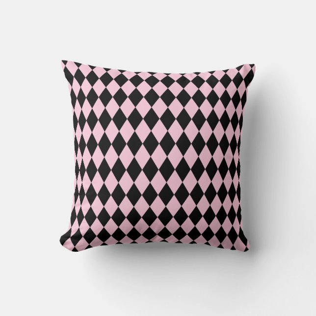 Harlequin Rosa och svart Kudde (Framsida)