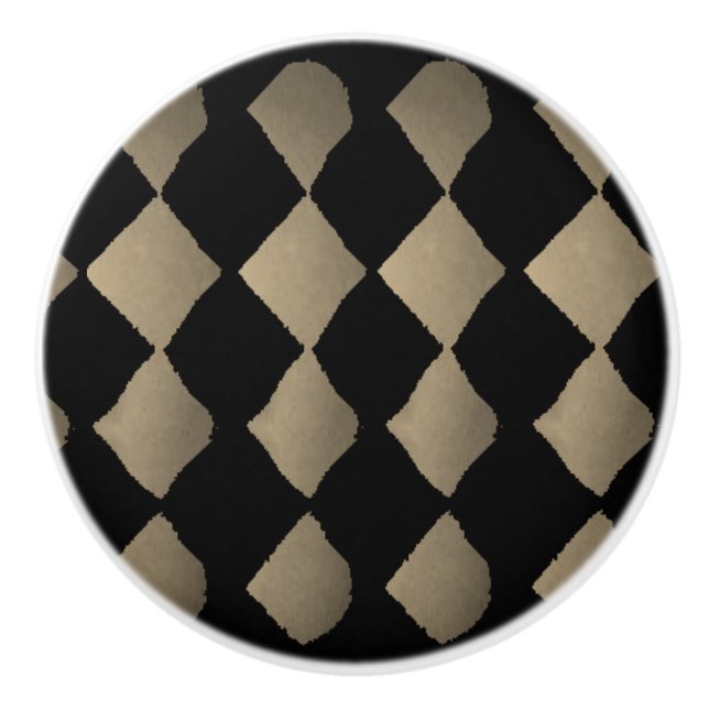 "Harlequin-Sepia" keramiskt knopp (Framsidan)