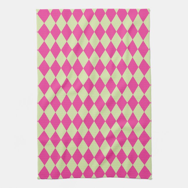 Harlequin Shock rosa och Mint Kökshandduk (Vertikal)