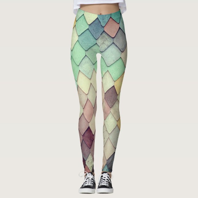 Harlequin Sjöjungfru Diamond Shingle Pastel Leggings (Framsida)