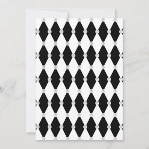 Harlequin Svart Vit Romb Diamantform Inbjudningar