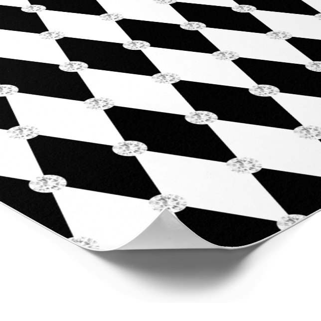 Harlequin Svart Vit Romb Diamantform Poster (Hörn)