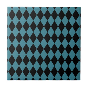 Harlequin Teal and Black Kakelplatta