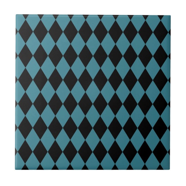 Harlequin Teal and Black Kakelplatta (Framsidan)