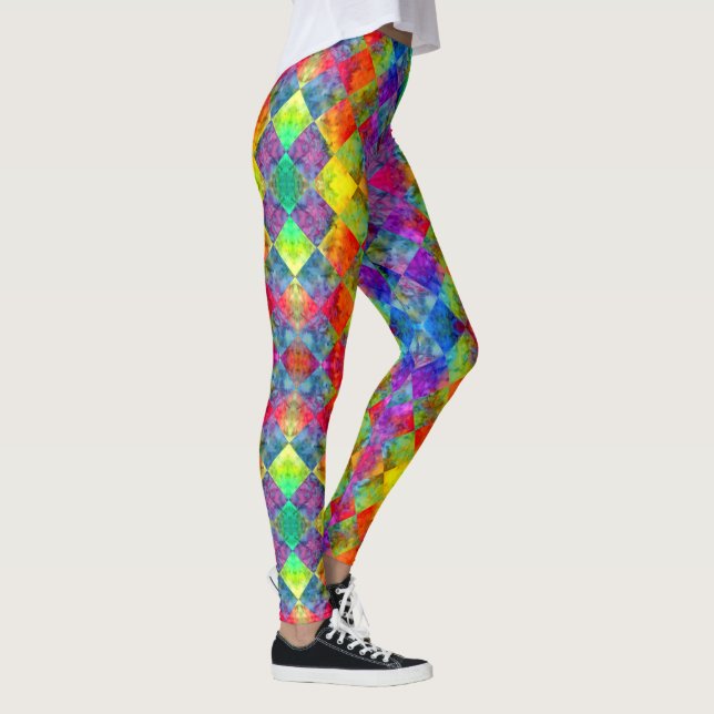 [Harlequin Tie-Dye] Diamond Fractal Checkered Leggings (Höger)
