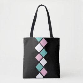 Harlequin Tote Bag (Black, Aqua & Rosa) Tygkasse