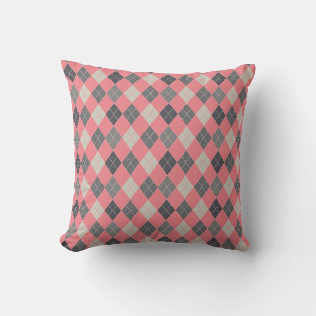 Harlequin Triangle Grått Apricot Mönster Cushion Kudde (Framsida)