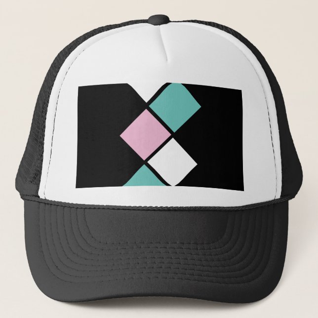Harlequin Trucker Hat (Black, Aqua & Pink) Keps (Framsida)