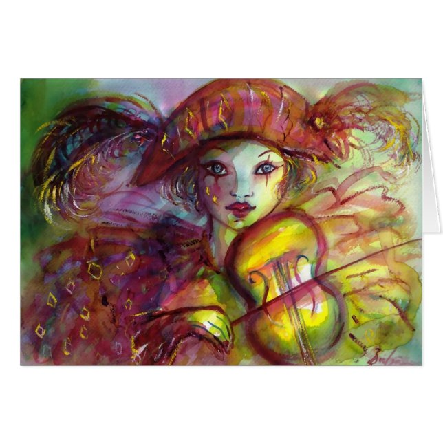 HARLEQUIN / Venetian Carnival Hälsningskort (Framsidan Horizontal)