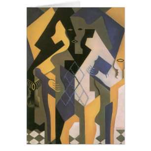 Harlequin vid Bord av Juan Gris, Vintage Cubism Hälsningskort