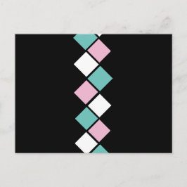 Harlequin-vykort (Black, Aqua & Rosa) Helg Vykort