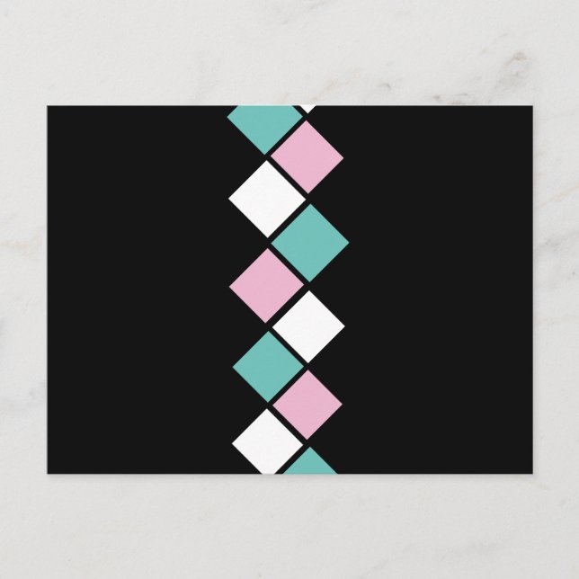 Harlequin-vykort (Black, Aqua & Rosa) Helg Vykort (Framsida)