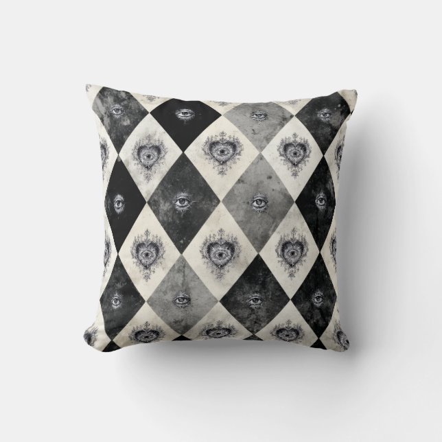 Harlequin with All-Seeing Eyes Throw Pillow Kudde (Framsida)