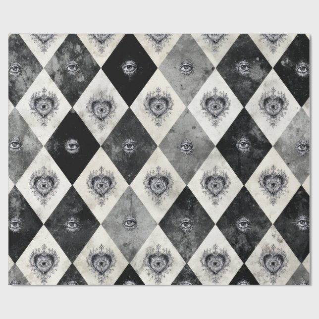 Harlequin with All-Seeing Eyes Wrapping Paper Presentpapper (Platt)