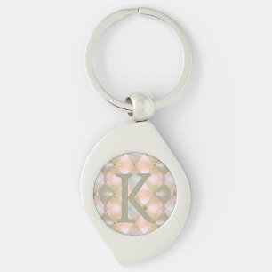 Harlequinmor av (den Monogrammed) pärlan, Swirl Silverfärgad Nyckelring