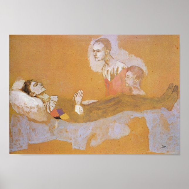 Harlequins död (1906) av Pablo Picasso Poster (Framsidan)