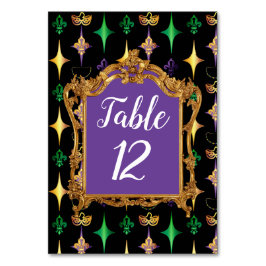 Harlequins Pärlor Mask Fleur de Lis Mardi Gras Bordsnummer