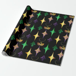 Harlequins Pärlor Mask Fleur de Lis Mardi Gras Presentpapper