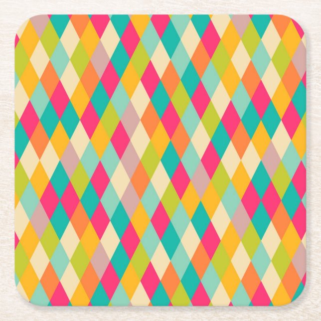 Harlequinvintagemönster Underlägg Papper Kvadrat (Framsidan)