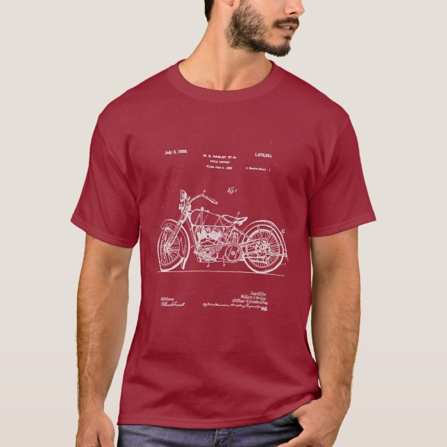 Harley 1928 cyklar patenterat (mörk dräkt) t shirt (Framsida)