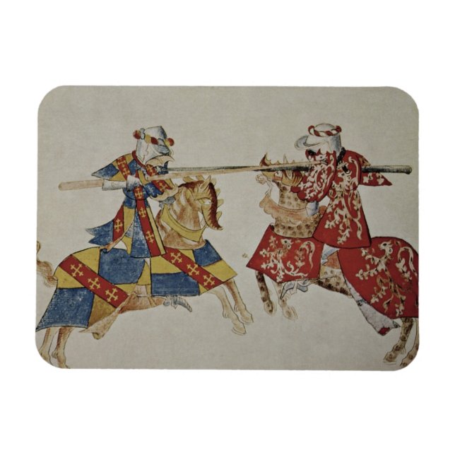 Harley 4205 f.366 Jousting Knight, c.1445 (vellum) Magnet (Horisontell)