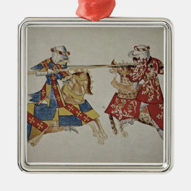 Harley 4205 f.366 Jousting riddare, c.1445 Julgransprydnad Metall (Framsidan)
