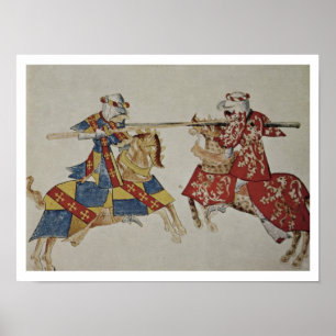 Harley 4205 f.366 Jousting riddare, c.1445 Poster