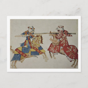 Harley 4205 f.366 Jousting riddare, c.1445 Vykort