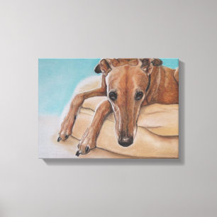 Harley Greyhound Hund Art Print Canvastryck