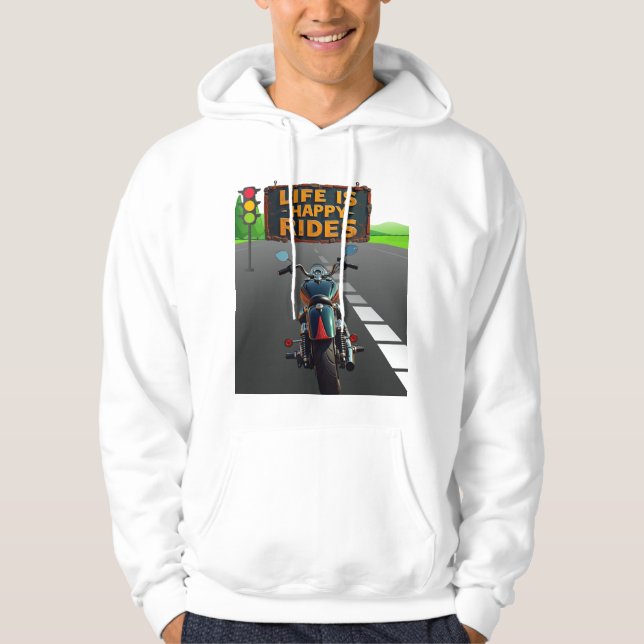 Harley Highway Lycklig Rides Tee Hoodie (Framsida)
