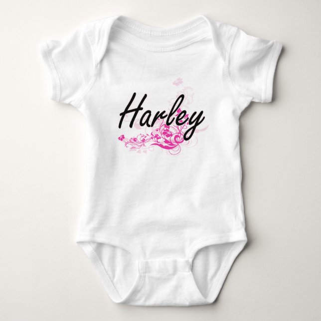 Harley konstnärlig känd design med blommor tee (Framsida)