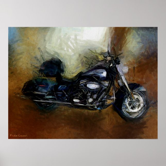 Harley Motorcycle Fine Art Skriv ut Poster (Framsidan)
