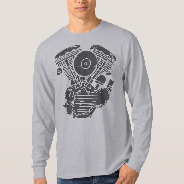 Harley Panhead motorisk teckning T Shirt (Framsida)