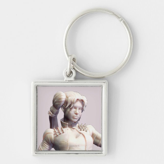 Harley Quinn Alternate 2 Fyrkantig Silverfärgad Nyckelring (Framsidan)