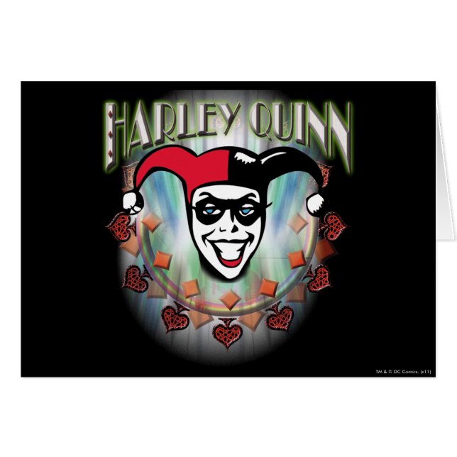 Harley Quinn - Ansikte och Logotyp Hälsningskort (Framsidan Horizontal)