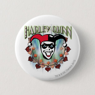 Harley Quinn - Ansikte och Logotyp Knapp