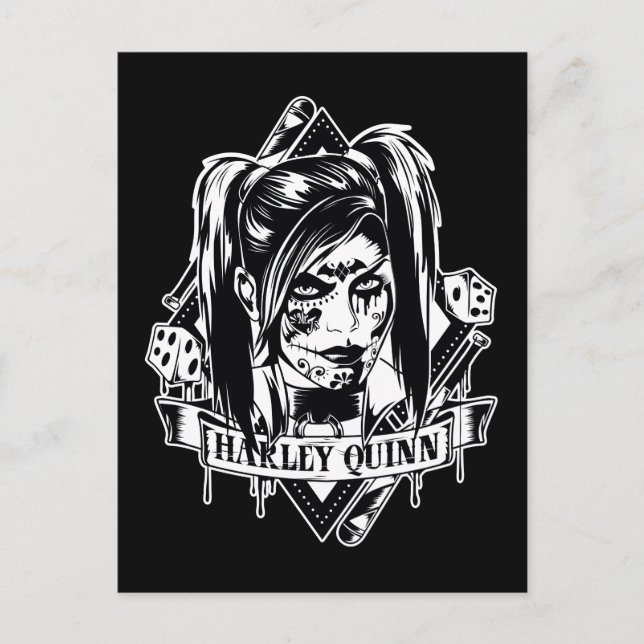 Harley Quinn Badge Vykort (Framsida)