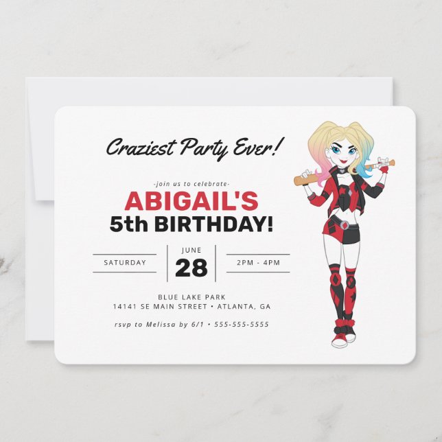 Harley Quinn Birthday Inbjudningar (Framsida)