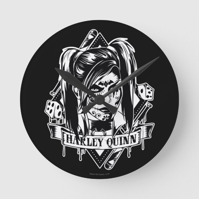 Harley Quinn emblem Rund Klocka (Framsida)