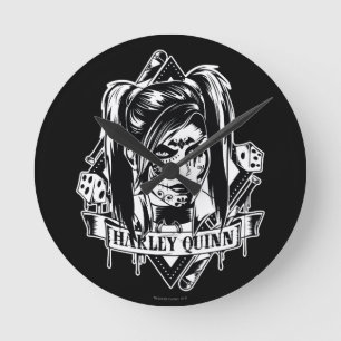Harley Quinn emblem Rund Klocka