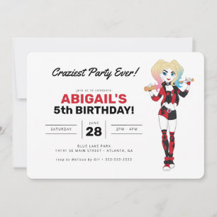 Harley Quinn Födelsedag Inbjudningar