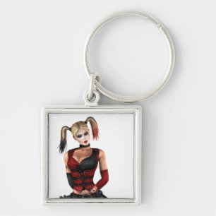 Harley Quinn Fyrkantig Silverfärgad Nyckelring