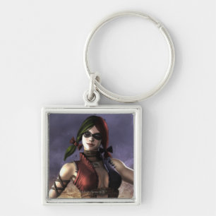 Harley Quinn Fyrkantig Silverfärgad Nyckelring